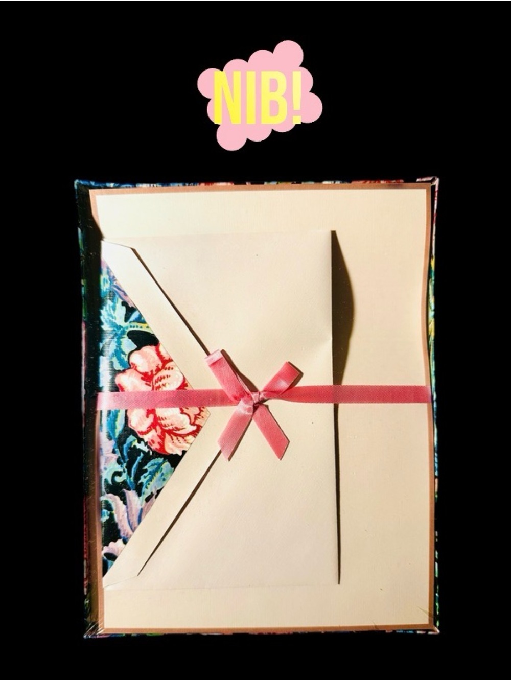 Gibson Floral Note Card Set with Pink Ribbon